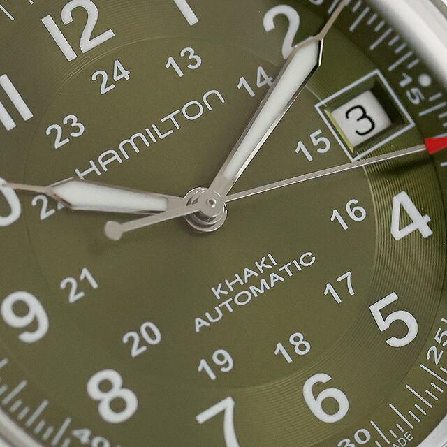 ハミルトン カーキ フィールド オート 38mm 自動巻き 腕時計 ブランド メンズ HAMILTON KHAKI FIELD H70455560 アナログ グリーン ブラウンの画像