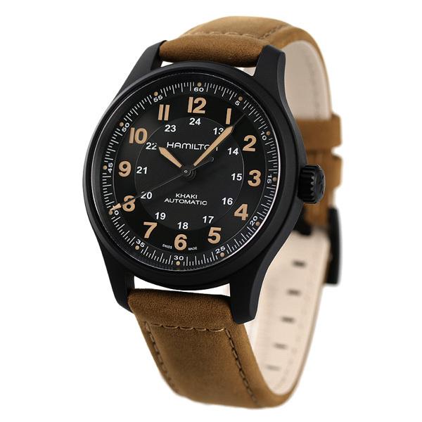 ハミルトン 時計 カーキ フィールド オート 42mm チタン 自動巻き 機械式 メンズ 腕時計 H70665533 HAMILTON ブラック ブラウンの画像