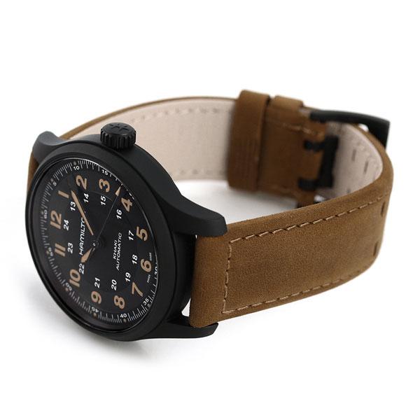 ハミルトン 時計 カーキ フィールド オート 42mm チタン 自動巻き 機械式 メンズ 腕時計 H70665533 HAMILTON ブラック ブラウンの画像
