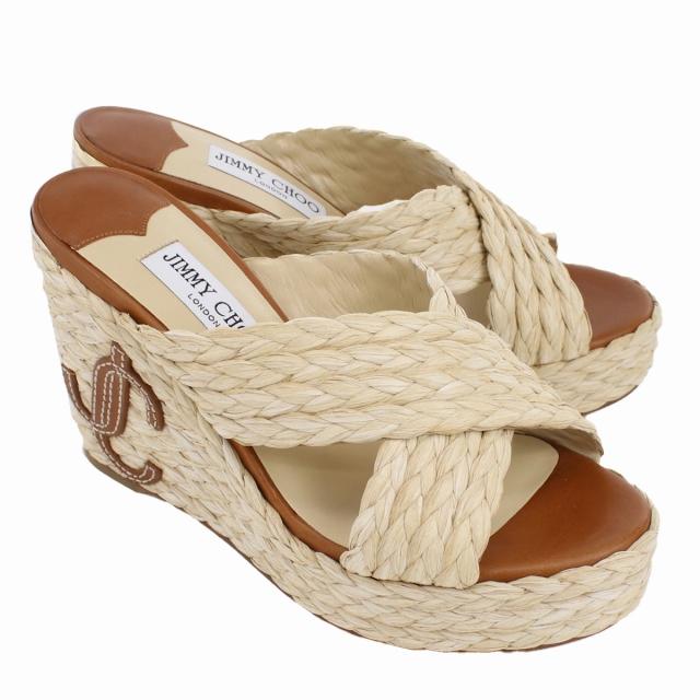 【美品】JIMMY CHOO ラフィア サンダル＆バッグ JIMMY CHOO（ジミーチュウ） ブランド サンダル レディース ラフィア