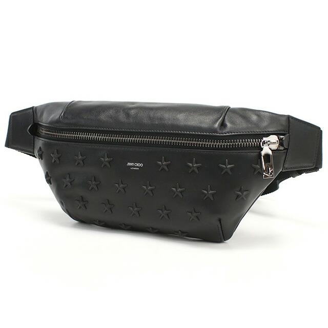 美品☆JIMMY CHOO ☆ジミーチュウ ブラックボディバックFINSLEY JIMMY CHOO（ジミーチュウ） ボディバッグ メンズ ブランド レザー