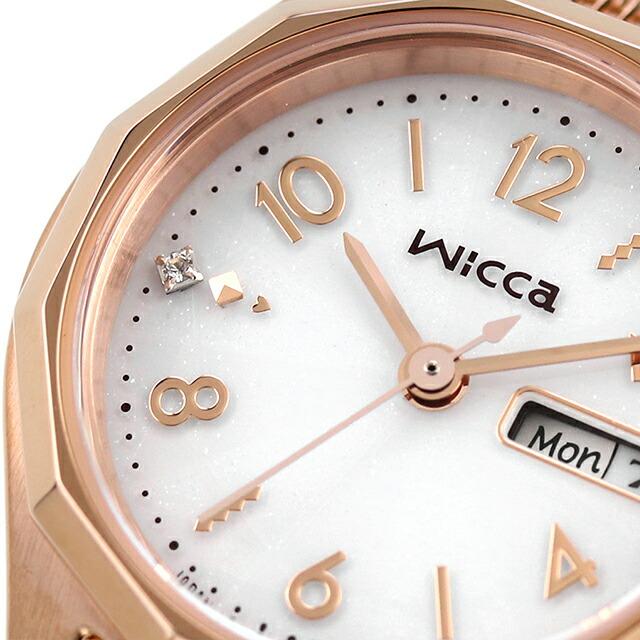 シチズン ウィッカ ソーラーテック デイ＆デイトモデル 腕時計 ブランド レディース CITIZEN wicca KH3-568-15 シルバー ピンクゴールドの画像