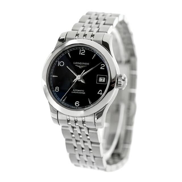 ロンジン レコード 自動巻き 腕時計 ブランド レディース LONGINES L2.320.4.56.6 アナログ ブラック 黒 スイス製の画像