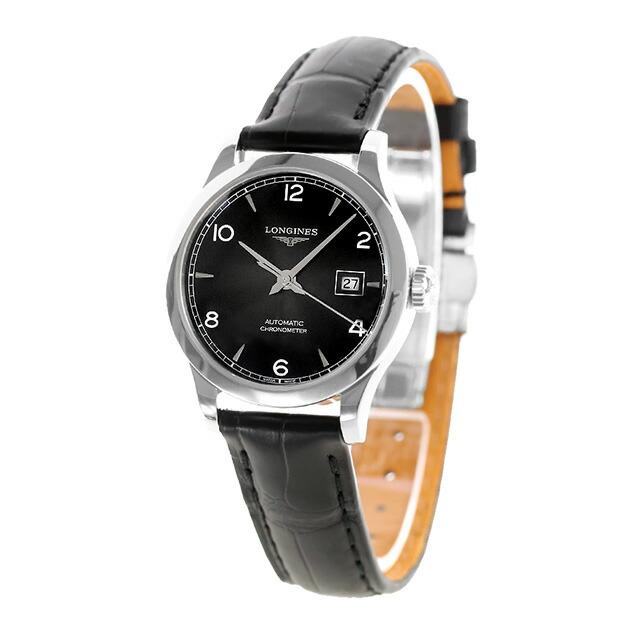 ロンジン レコード 自動巻き 腕時計 ブランド レディース LONGINES L2.321.4.56.2 アナログ ブラック 黒 スイス製の画像