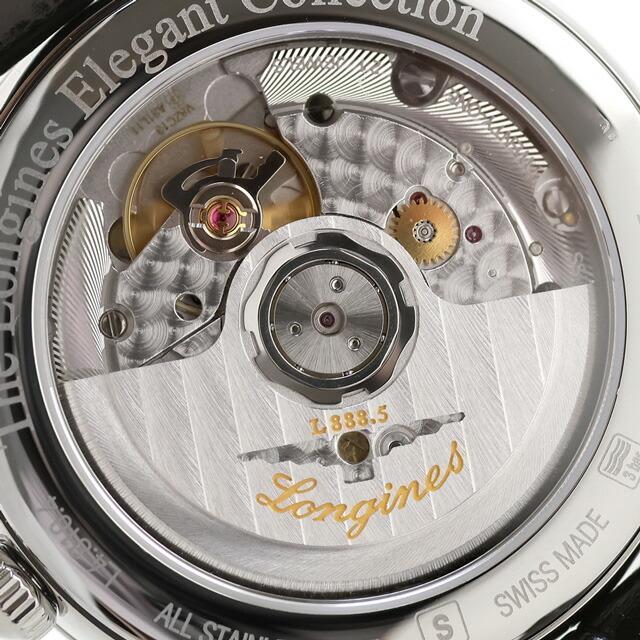 ロンジン エレガント 自動巻き 腕時計 ブランド メンズ LONGINES L4.810.4.11.2 アナログ ホワイト ブラック 黒 スイス製の画像