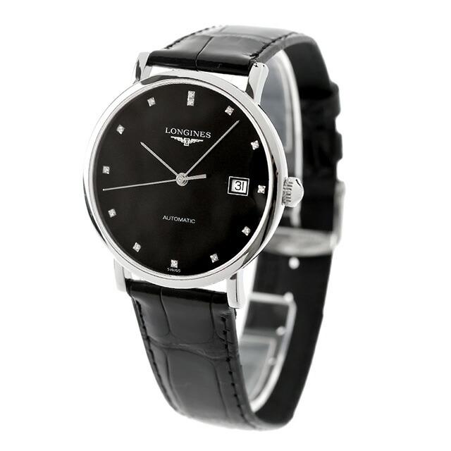 ロンジン エレガント 自動巻き 腕時計 ブランド メンズ LONGINES L4.810.4.57.2 アナログ ブラック 黒 スイス製の画像