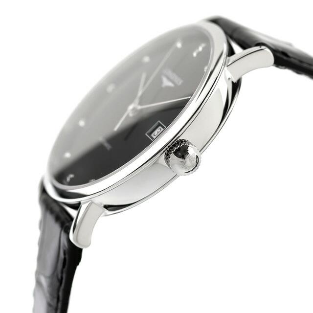 ロンジン エレガント 自動巻き 腕時計 ブランド メンズ LONGINES L4.810.4.57.2 アナログ ブラック 黒 スイス製の画像