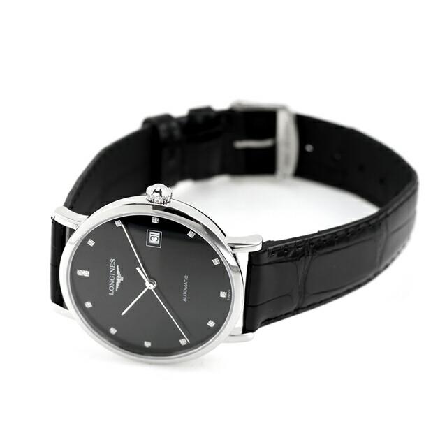 ロンジン エレガント 自動巻き 腕時計 ブランド メンズ LONGINES L4.810.4.57.2 アナログ ブラック 黒 スイス製の画像