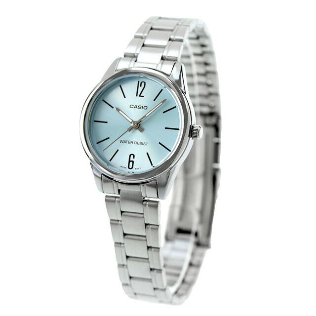 CASIO 水色 ステンレススチール 時計 スタンダード（CASIO） カシオ CASIO LTP-V005D-2B スタンダード