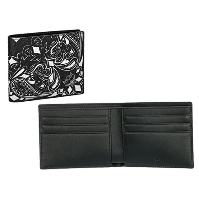 MCM 二つ折り財布 ブラック レザー MCM（エムシーエム） エム シー エム 二つ折り財布 メンズ レディース