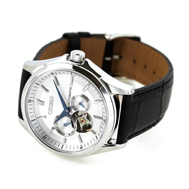シチズン コレクション メカニカル 自動巻き 腕時計 ブランド メンズ オープンハート CITIZEN COLLECTION NP1011-08A アナログ シルバー ブラック 黒の画像