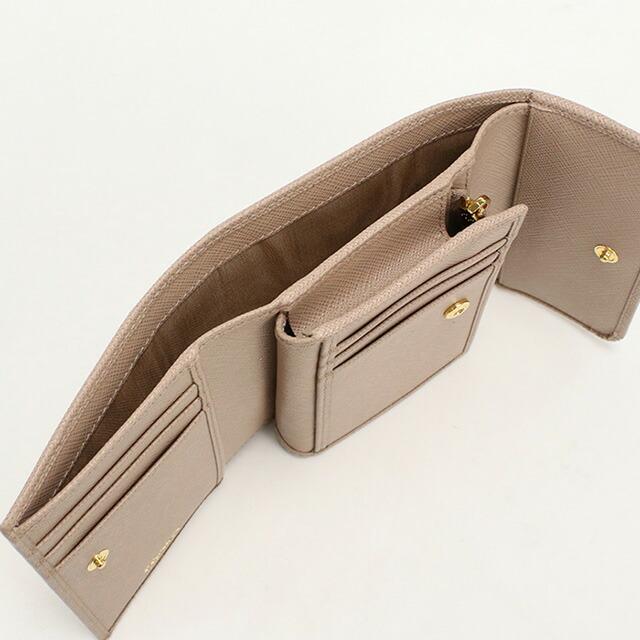 PRADA 三つ折り財布 サフィアーノ ベージュカラー 1MH025 PRADA 三つ折り財布 サフィアーノ ベージュカラー 1MH025