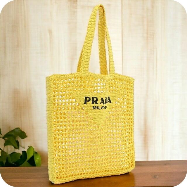 プラダのカゴバック ギフト♪【国内発送☆PRADA】ウィッカーxキャンバス カゴバッグ (PRADA