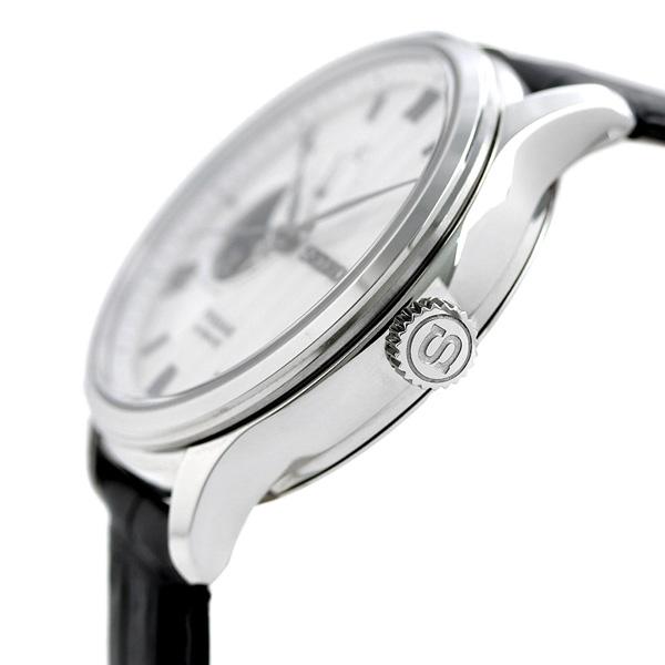 セイコー プレザージュ 自動巻き 機械式 オープンハート 革ベルト SARY095 SEIKO メンズ 腕時計 ブランド シルバー ブラック｜nanaple｜03