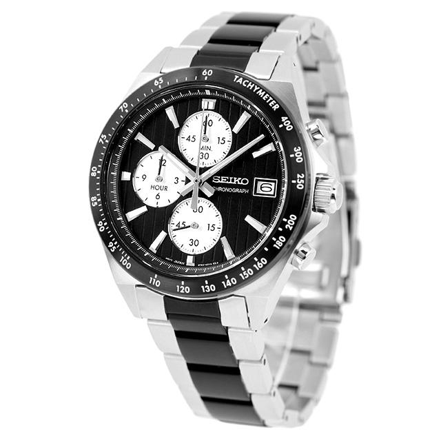 セイコーセレクション クロノグラフ クオーツ 腕時計 ブランド メンズ 流通限定 SEIKO SBTR043 アナログ ブラック 黒 父の日 プレゼント 実用的｜nanaple｜02