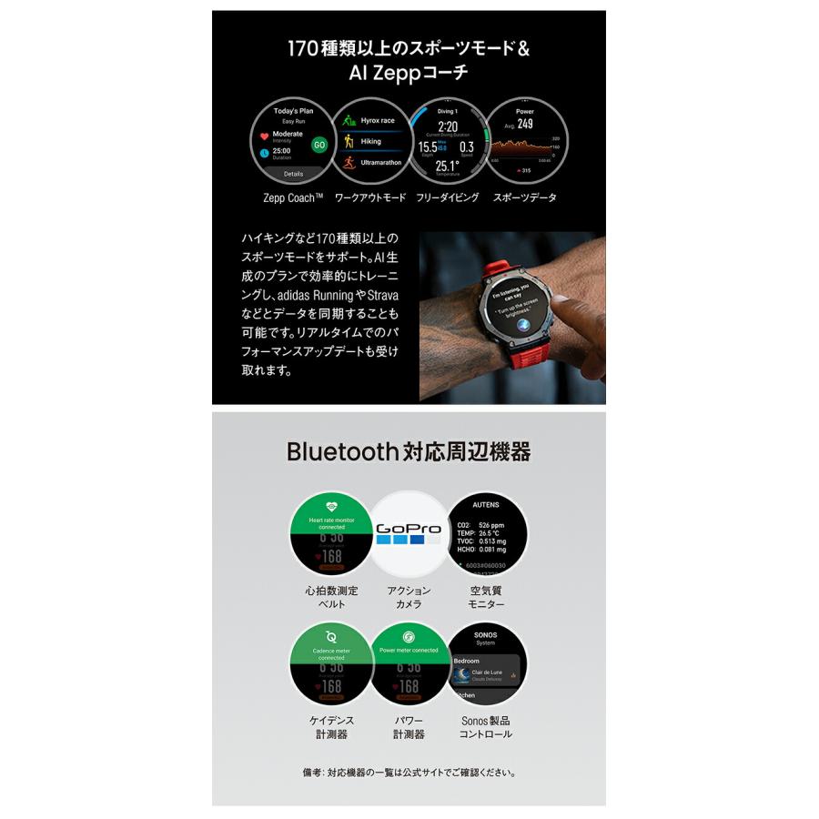 Amazfit アマズフィット T-Rex 3 充電式クオーツ スマートウォッチ