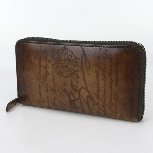 Berluti ブラウン 長財布 専用袋付き　サンタル スクリットレザー Berluti（ベルルッティ） 美品 イタウバ カリグラフィ スクリット