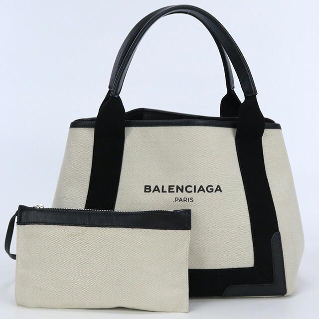 中古 バレンシアガ トートバッグ レディース ブランド BALENCIAGA ネイビー スモールカバス コットン 339933 ホワイト バッグ｜nanaple｜02