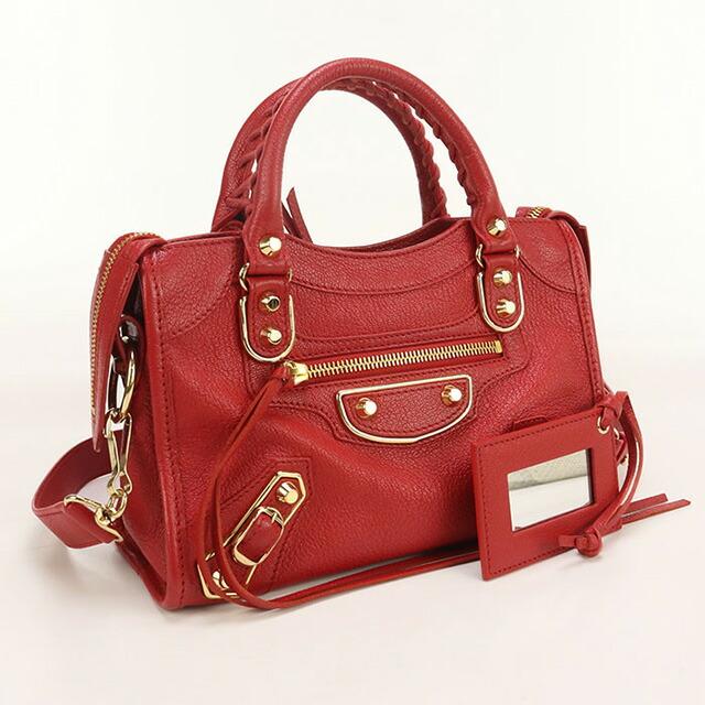 バレンシアガ クラシック ブリッジ ボストンバッグ レザー レッド ハンドバック BALENCIAGA（バレンシアガ） 中古 ハンドバッグ レディース ブランド