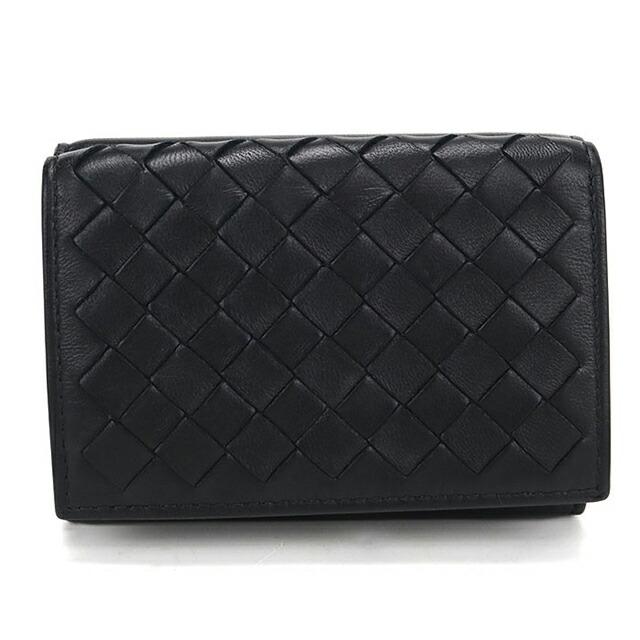 美品　BOTTEGA VENETA ブラック イントレチャート 三つ折り財布 BOTTEGA VENETA（ボッテガ・ヴェネタ） 中古 三つ折り財布 三折財布