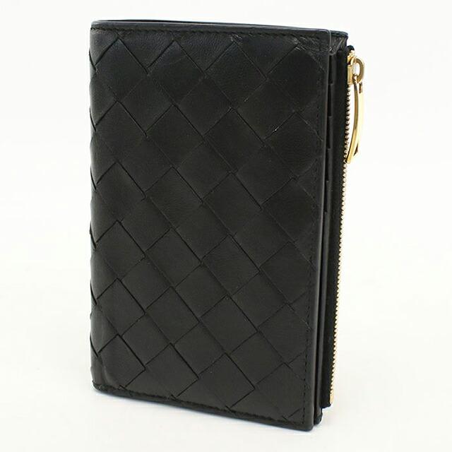 【美品】ボッテガヴェネタ　折り財布　イントレチャート　ブラック　黒 BOTTEGA VENETA（ボッテガ・ヴェネタ） 中古 二つ折り財布 二折財布