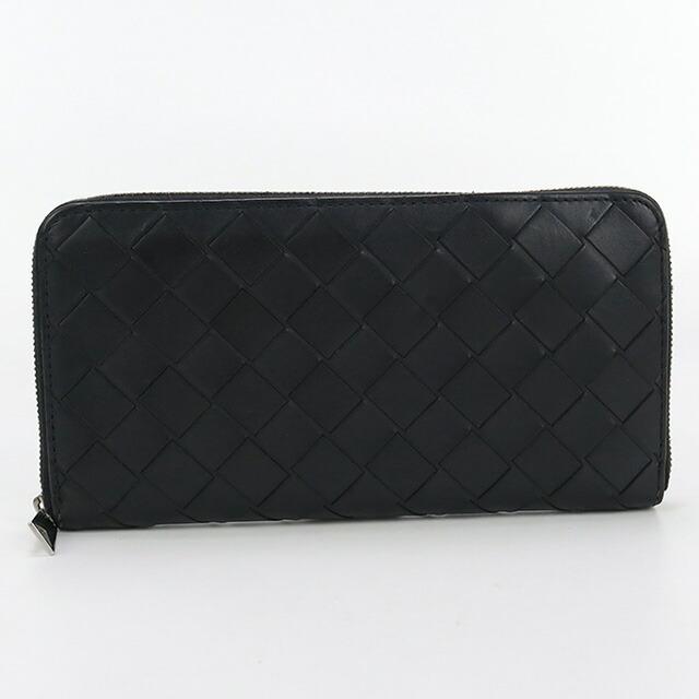 【美品】ボッテガヴェネタ 長財布 ラウンドジップ ラバー イントレチャート 黒 BOTTEGA VENETA（ボッテガ・ヴェネタ） 中古 長財布ラウンドファスナー