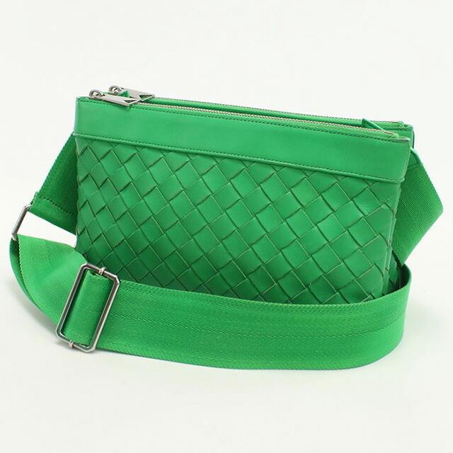ボッテガヴェネタ メッセンジャーバッグ カーキ系 斜め掛け イントレチャート BOTTEGA VENETA（ボッテガ・ヴェネタ） 中古 斜め掛け ショルダー