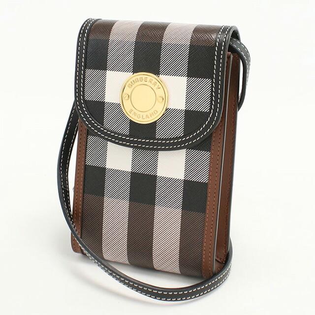 ほぼ新品バーバリー　ブラウン　チェック　シンプルレザーショルダーバッグ BURBERRY（バーバリー） 中古 斜め掛け ショルダーバッグ レディース