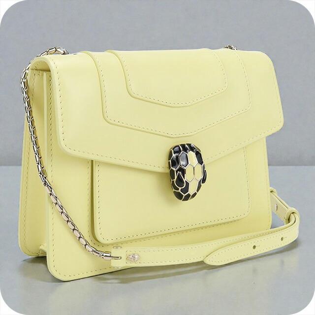 BVLGARI ブルガリ セルペンティ ハンドバッグ 斜め掛けショルダーバッグ ライトイエロー/ゴールド 14063 レディース【中古】 z7948 BVLGARI（ブルガリ） 中古 斜め掛け ショルダーバッグ レディース