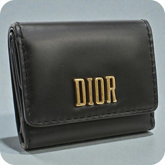 Christian Dior 未使用 三つ折り財布 ブラック Christian Dior（クリスチャン・ディオール） 中古 ディオール 三折