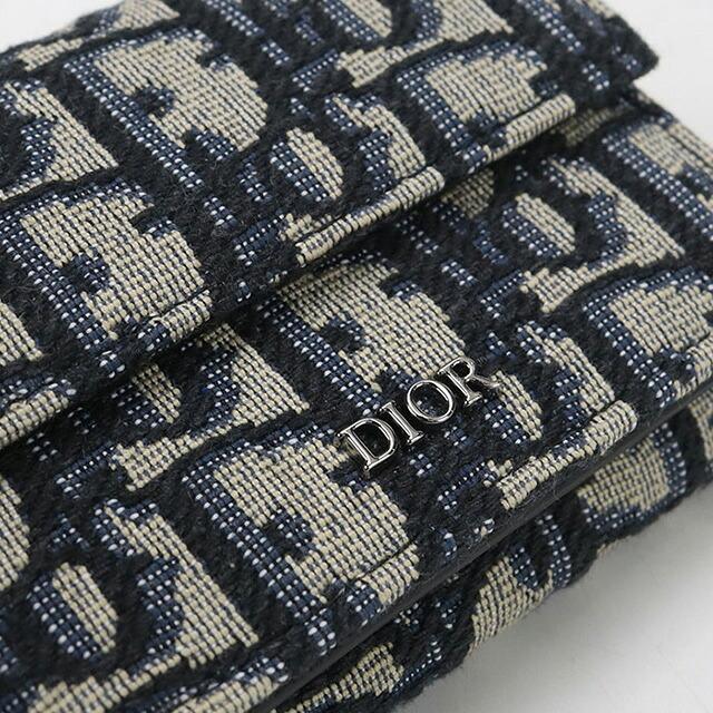 【美品】Dior オブリーク 三つ折り財布 ネイビー Christian Dior（クリスチャン・ディオール） 中古 ディオール 三