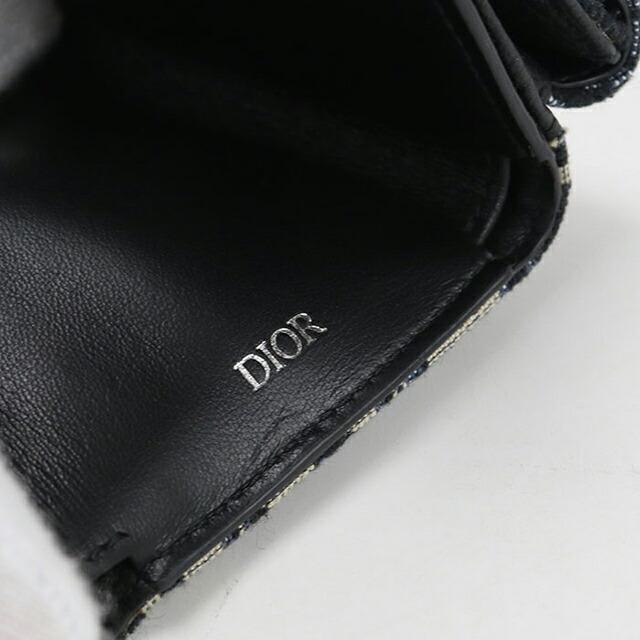 【美品】Dior ディオール オブリーク 三つ折り財布 キャンバス　ネイビー DIOR(ディオール) コンパクトウォレット 三つ折り財布 (Dior/コイン