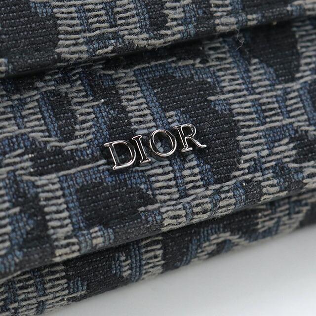 Christian Dior 三つ折財布ブラックデニムusd カーフ 