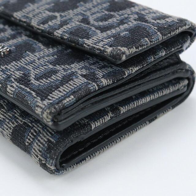 Christian Dior 三つ折財布ブラックデニムusd カーフ 