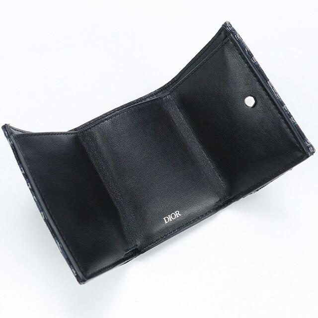 Christian Dior 三つ折財布ブラックデニムusd カーフ 