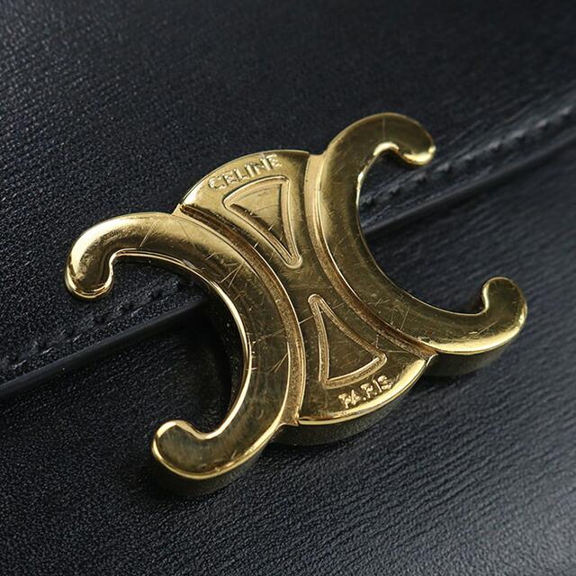 中古良品CELINE セリーヌ 三つ折り財布 10D783DPV スモール フラップウォレット トリオンフ レディース ブラック CELINE（セリーヌ） 中古 三つ折り財布 レディース ブランド