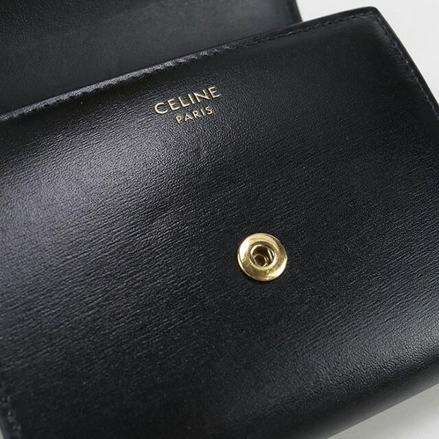 CELINE セリーヌ スモール トリオンフ 三つ折り財布 黒×ゴールド中古 CELINE（セリーヌ） トリオンフ スモール フラップウォレット 三つ折り