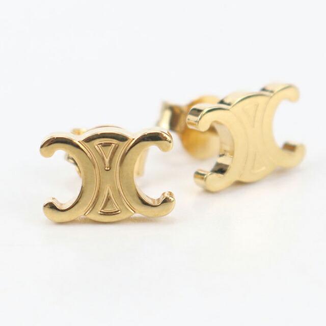 【CELINE】トリオンフ　スタッズピアス　両耳用（ゴールド） CELINE（セリーヌ） Triomphe Gourmette Studs Earrings ピアス