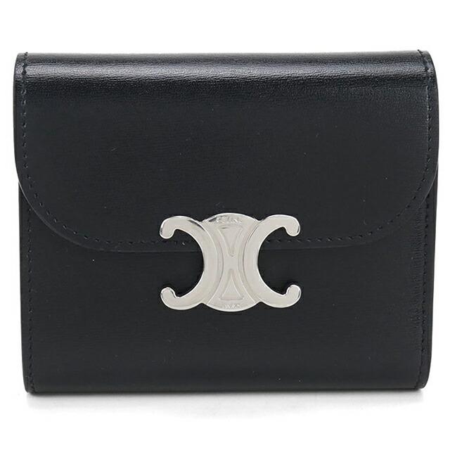 セリーヌ 三つ折り財布 TRIOMPHE トリオンフ ブラック Ft1313941 中古 CELINE（セリーヌ） 中古 三つ折り財布 レディース ブランド