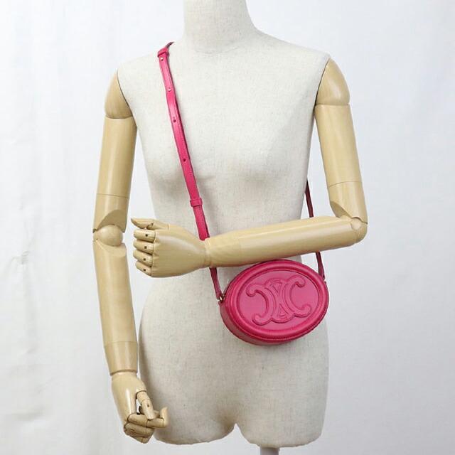 CELINE オーバルバッグ トリオンフ ピンク布袋付き 美品 CELINE（セリーヌ） 中古 斜め掛け ショルダーバッグ レディース