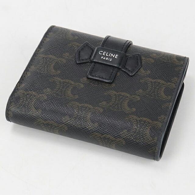 CELINE セリーヌ トリオンフ 三つ折り財布 ブラック CELINE（セリーヌ） トリオンフ 三つ折り財布 ブラック レザー