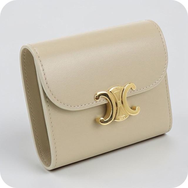 セリーヌ CELINE トリオンフ スモールフラップウォレット 三つ折り財布 財布 レザー レディース ベージュ系 10D783DPV 【中古】 CELINE（セリーヌ） 中古 三折財布 レディース ブランド トリオンフ