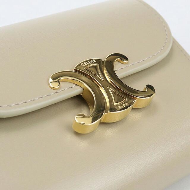 【中古】 CELINE セリーヌ スモール フラップウォレット トリオンフ 10D783DPV.03SA サファリ ベージュ ゴールド 三つ折り コンパクト 財布 26011201 RS CELINE - 【中古】 CELINE セリーヌ スモール フラップウォレット