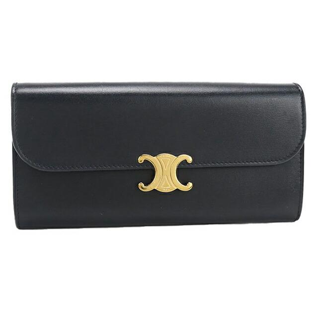 セリーヌ CELINE トリオンフ ラージウォレット 10E313DPV・38NO レザー 長財布 ユニセックス 送料無料 【中古】 CELINE（セリーヌ） 中古良品 長財布二折 10E313DPV.38NO ラージ