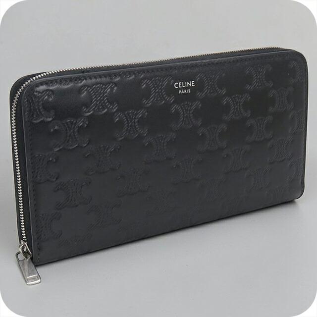 セリーヌ 長財布 トリオンフ型押し ラウンドファスナー ブラック CELINE（セリーヌ） 中古 長財布ラウンドファスナー メンズ ブランド