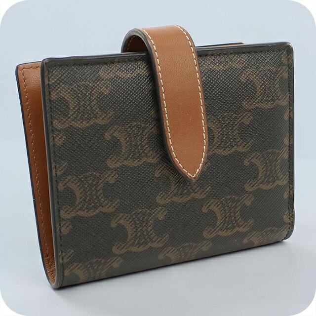 CELINE トリオンフ 2つ折り財布 ブラウン CELINE（セリーヌ） 中古 二つ折り財布 二折財布 コンパクト