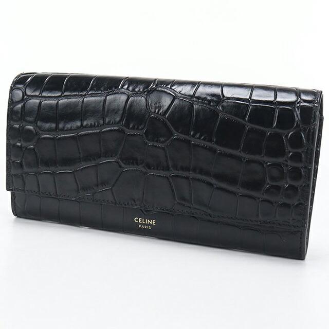 【美品】CELINE 二つ折り 長財布 ラージフラップ ウォレット ペブル CELINE（セリーヌ） 中古 長財布二折 レディース ブランド ラージ