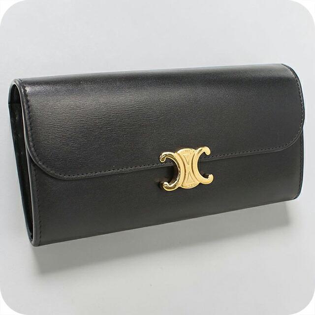 セリーヌ CELINE トリオンフ バーティカルウォレット 二つ折り長財布 CELINE（セリーヌ） 中古 長財布 ニつ折り小銭入付き レディース