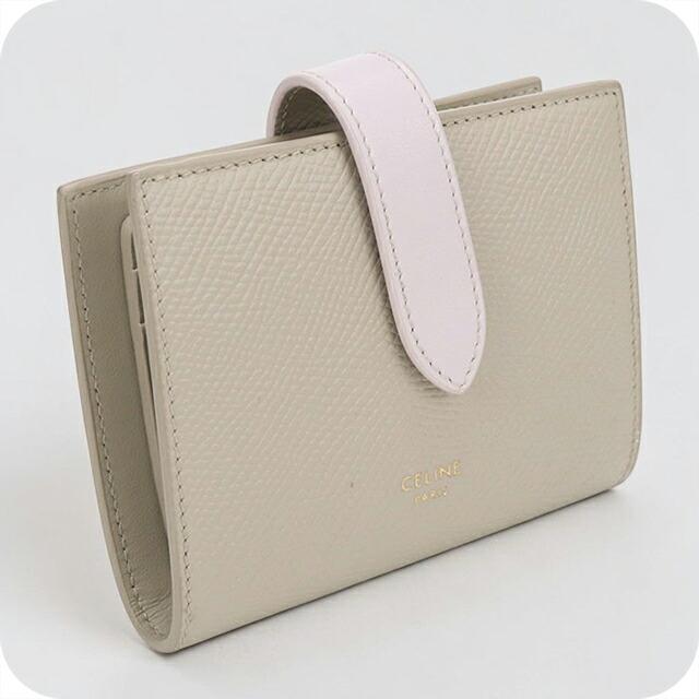 CELINE セリーヌ スモール ストラップウォレット グレージュ 二つ折り財布 CELINE（セリーヌ） 中古 二つ折り財布 二折財布 レディース ブランド