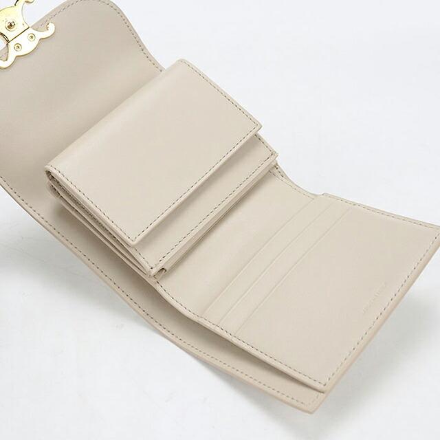 【美品】CELINE 三つ折り財布 トリオンフ ベージュ CELINE（セリーヌ） 中古 三つ折り財布 三折財布 コンパクト